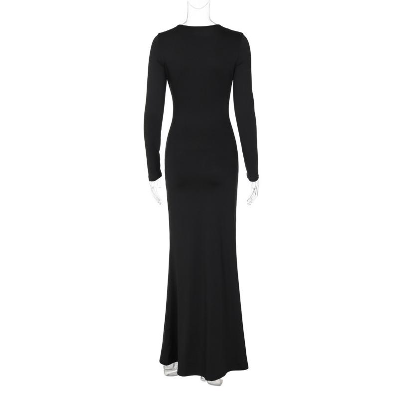 Женское осеннее модное платье с длинным рукавом и круглым вырезом, сексуальное облегающее платье