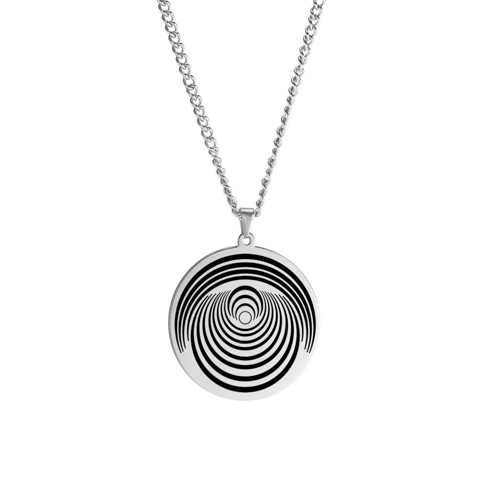 Dawapara The Illusion of Amulet Pendant Necklace Geometric Hypnosis Talisman Stainless Steel Jewelry Gift for Men Women