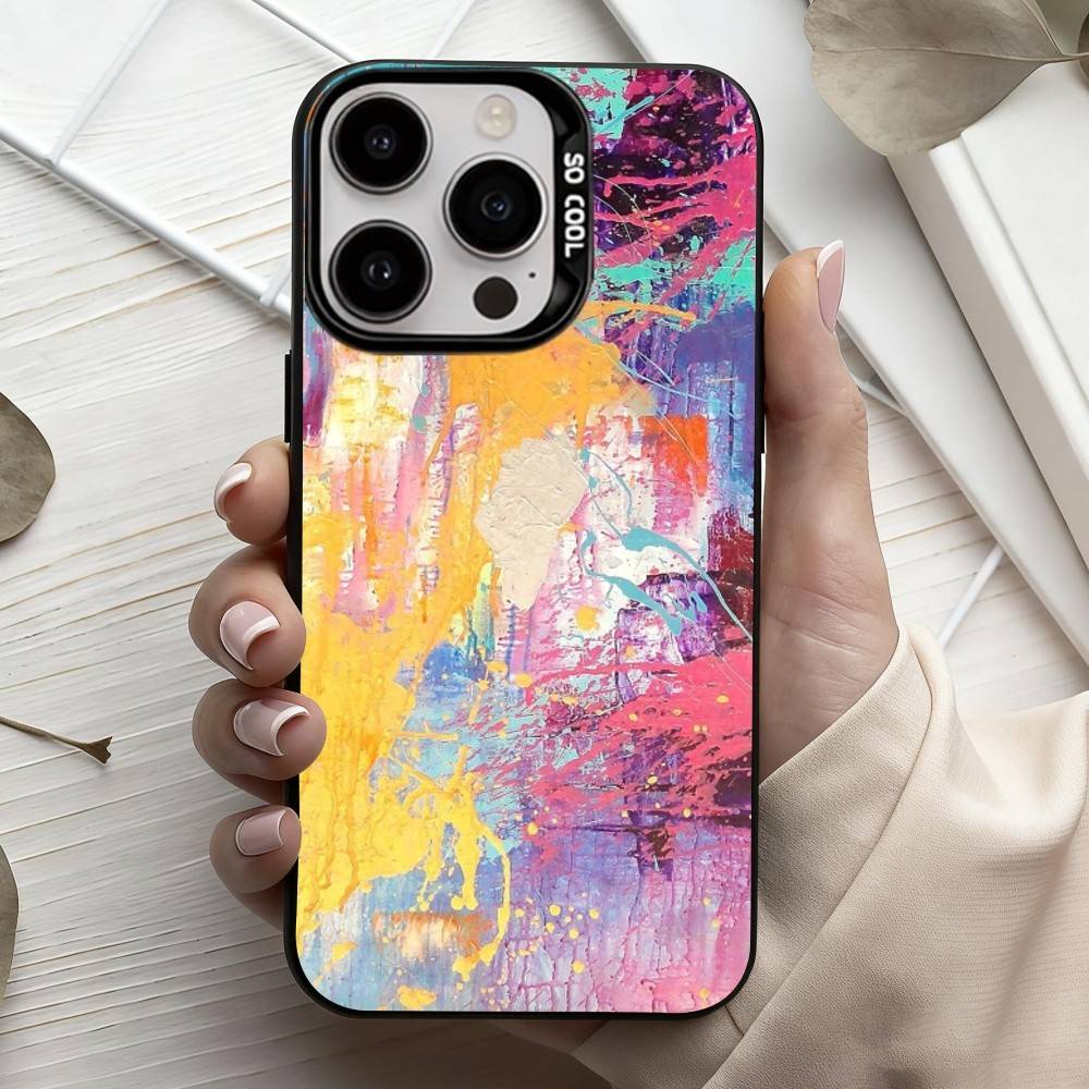 Крутой C-Цветный G-Граффити Чехол для телефона для iPhone17,16,15,14,13,12,11 Plus,Pro Max Конфетный Серебристый Покрытие Внутри Чехла