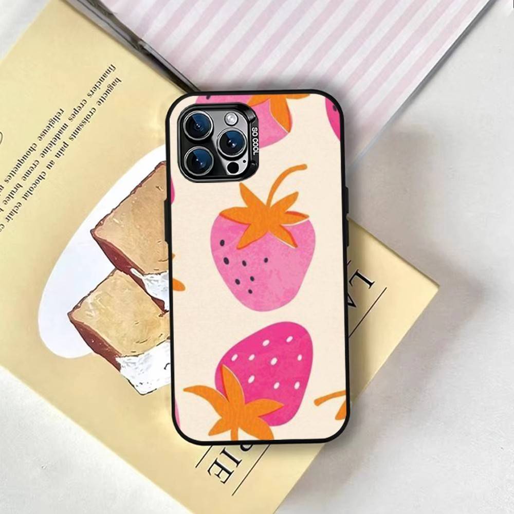 Korean Sweet Strawberry Phone Case For iPhone 17,16,15,14,13,12,11 Plus,Pro Max,XS,Colorful Silver Phone case Funda Cover