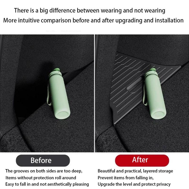 TPE Car Trunk Side Storage Box for Tesla Model Y Juniper 2025+ Trunk Organizer Cover Pad Divider Storage Space Decoration Parts