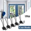 Black Vintage Decor Storage Rack Wall Mount Door Key Holder Clothes Hanger Coat Hooks Organizer