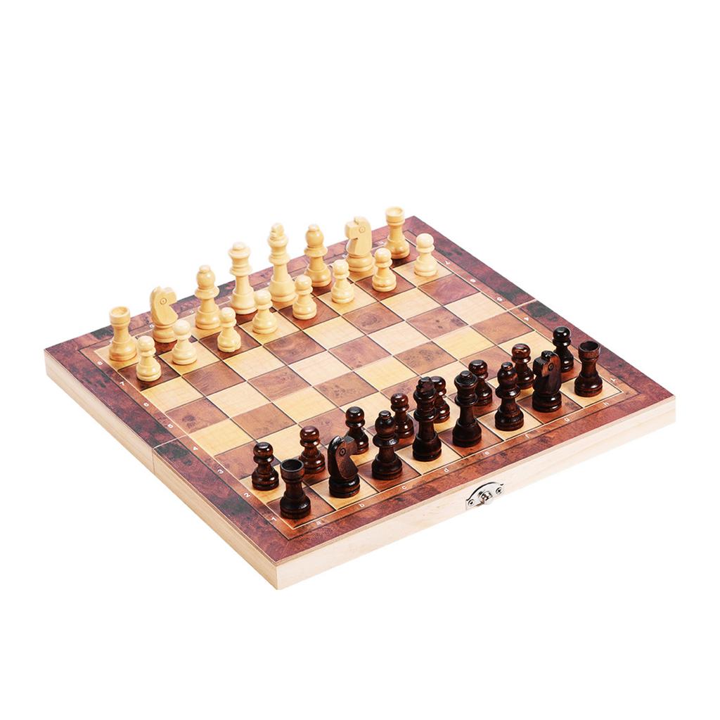 3in1 Portable Wooden Chessboard Folding Board Chess Game For Party Family Activities (29*29cm)
