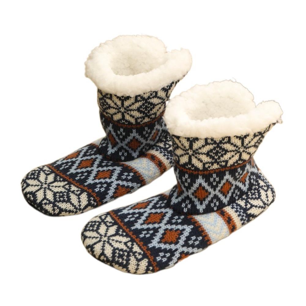 Мягкие флисовые носки-тапочки в полоску, зимние теплые носки, милые толстые термоноски для женщин