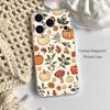 Осенний кленовый лист Тыква Чехол для телефона Для iPhone 17,16,15,14,13,12,11 Pro,Max,Plus,Mini,Air,E Магнитный Матовый Прозрачный