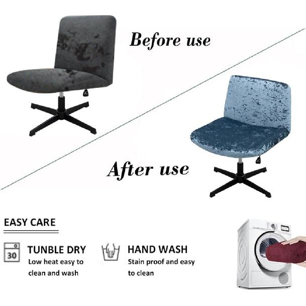 Armless Chair Slipcover Criss Cross Accent Mid Back Wide Seat Swivel Task Chair Protector Stretch Removable for Living Room Bedroom Accent Chair