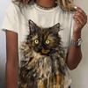 Новая женская футболка с принтом кота из мультфильма, винтажный топ больших размеров, кавайная женская трендовая одежда, модная рубашка с короткими рукавами, футболка с круглым вырезом