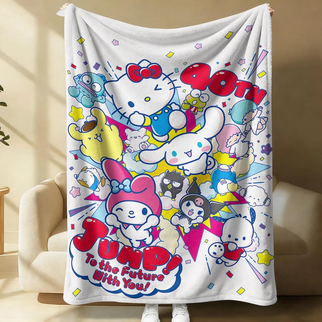 Игривое фланелевое одеяло-коллаж Sanrio, мягкое, теплое, плед, покрывало для дивана, кровати Hello Kitty, легкое летнее одеяло для сна, милый подарок