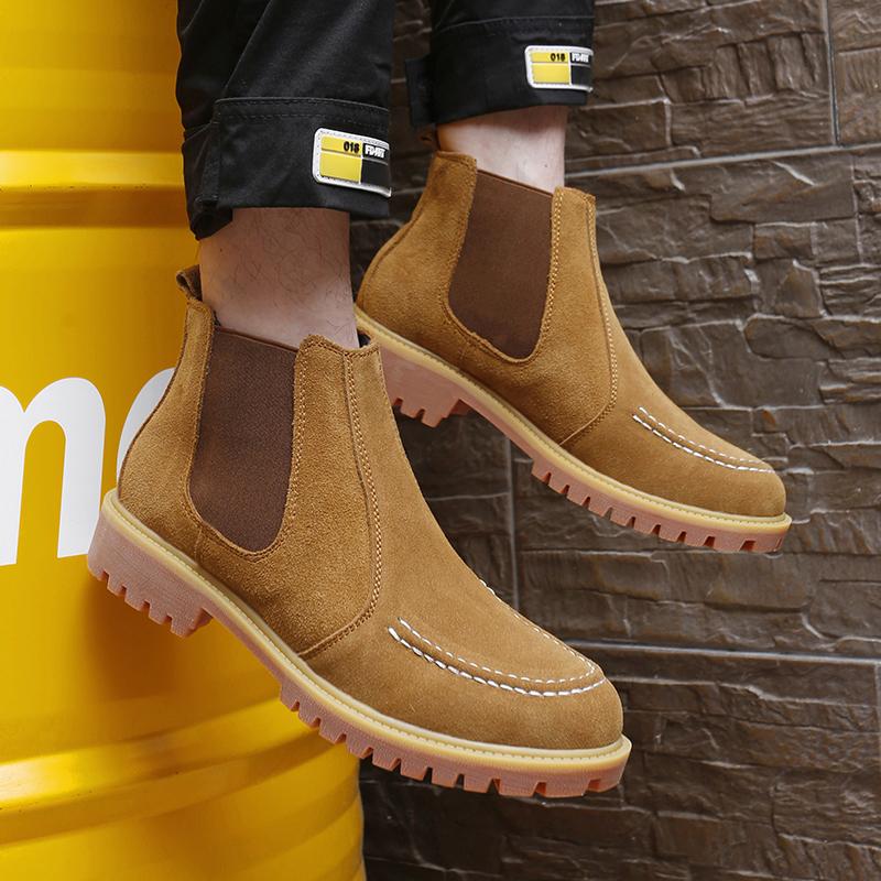 Осенне-зимние мужские ботинки челси из матовой кожи на толстой подошве, британский повседневный бренд, джинсовые ботинки, размеры 37-47