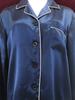 Long Indigo [Yumekairou] Women's Pajamas, 100% Silk, Satin, Sleeve, Simple, Bicolor, Plain, Piping, M-XL (L, Indigo)