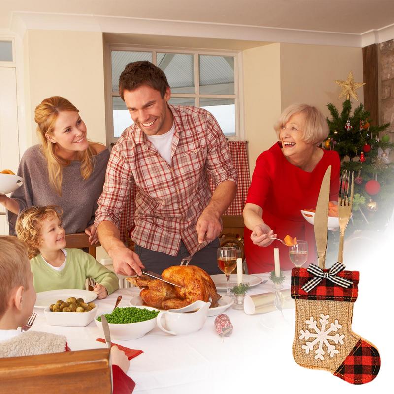 Christmas Silverware Holder Funny Christmas Utensil Bags Holiday Tableware Decor 12.5cm/4.9inch Christmas Utensil Silverware