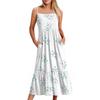 Women's Long Beach Casual Elegant Spaghetti Strap Maxi Dress Floral Low-key Flowing Bohemian Dress