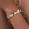 Luxurious Butterfly Bracelet Stainless Steel Jewelry Sparkling Rhinestones Bangles Trendy Gold Color Bracelet For Women Mom Gift