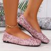 Shoes for Women 2024 Hot Sale One Kick Women's Flats Autumn Square Toe Sequins Solid Solft Sole Casual Flats Comfortable Shoes