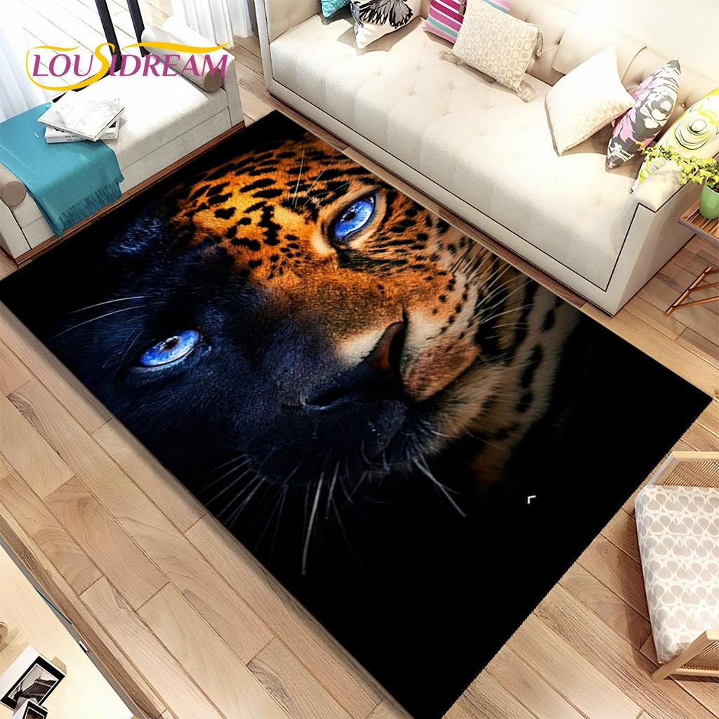 Animal Leopard Cheetah Cartoon Beast Area Rug,Carpet for Home Living Room Bedroom Sofa Doormat Kitchen Decor,Non-slip Floor Mat