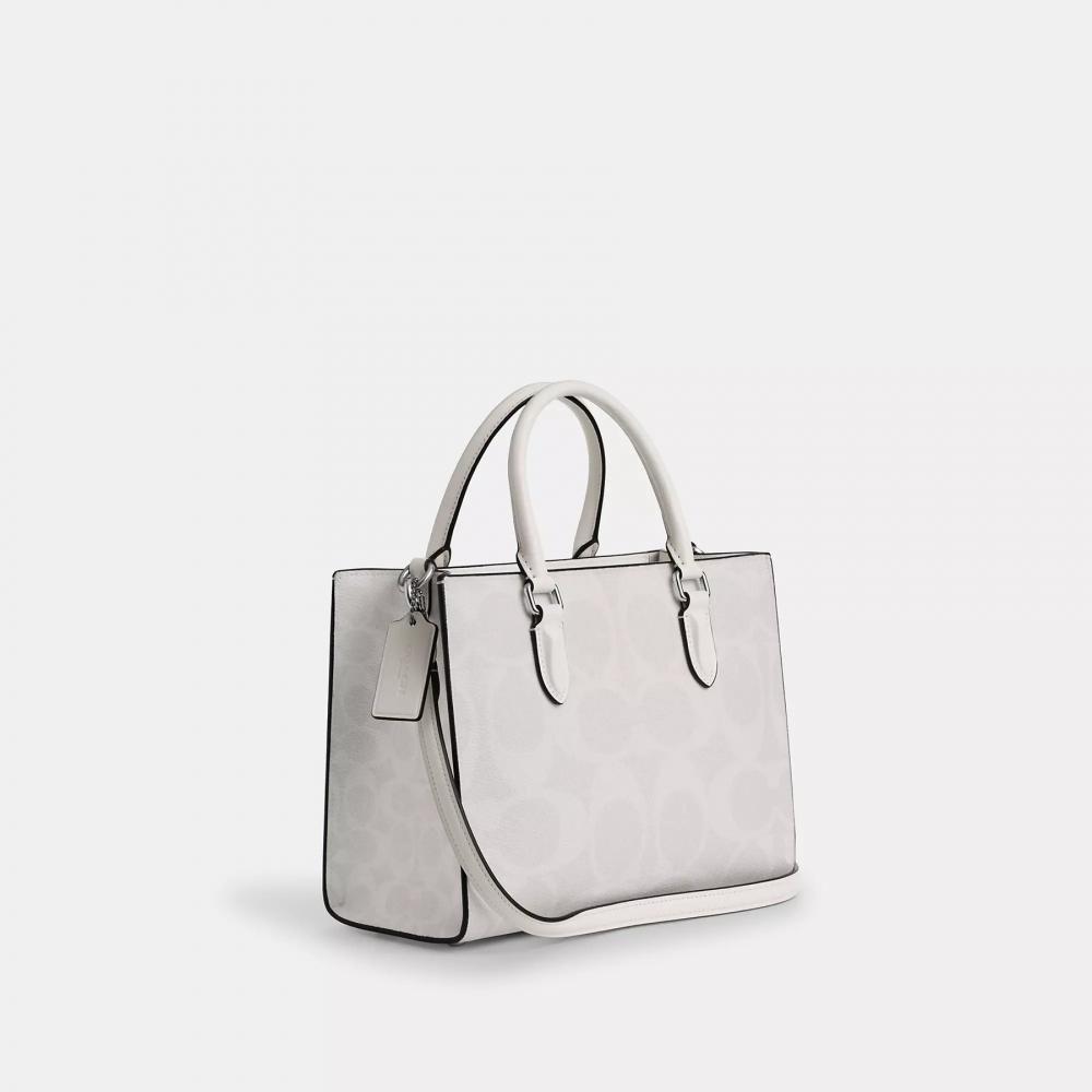 Coach Maggie Small Tote Bag In Signature Canvas White Chalk