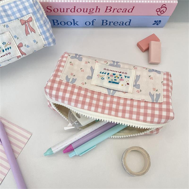 Милый Сладкий Сращивание Клетка Бант Пенал Портативный Большая Вместимость Студенческая Сумка для Хранения Канцелярских Принадлежностей Сумка для Ручек Девичья Косметичка Подарок