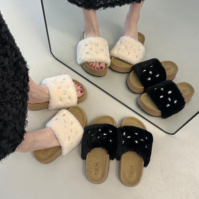 Fashion High Quality Slippers Home Winter Casual Designer Shoes Women 2025 New Luxury Slides Fashion Elegant Footwear