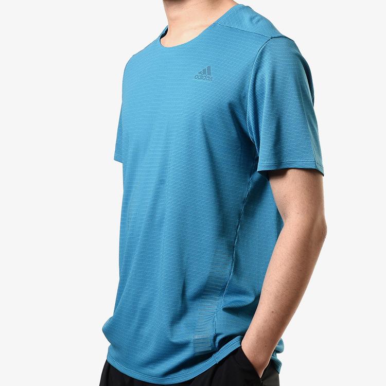 Adidas T Shirts Men's Teal Crew Neck Moderate Straight Fit FJ1149