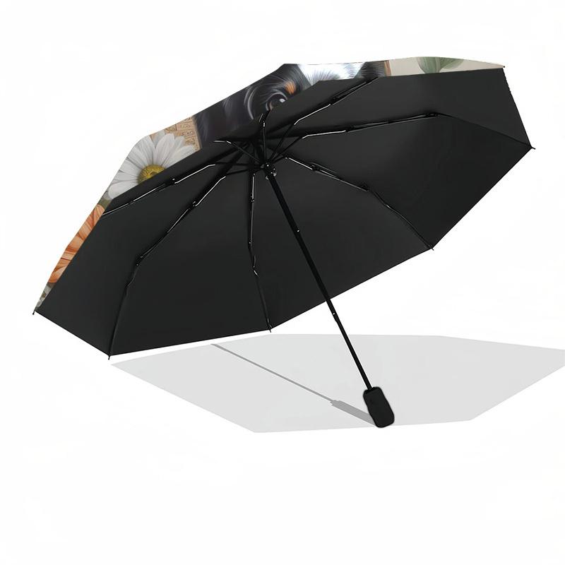 1pc Dachshund in suitcase with flowers Umbrella with Plastic Handle,Suitable for All Seasons Home Travel Outdoor Umbrellaptys31047