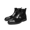 Winter Warm Plush Men's Trendy Leather Business Short Boots British Style Ankle Boot Mens Latest Trend Buckle Zip Chelsea Shoes