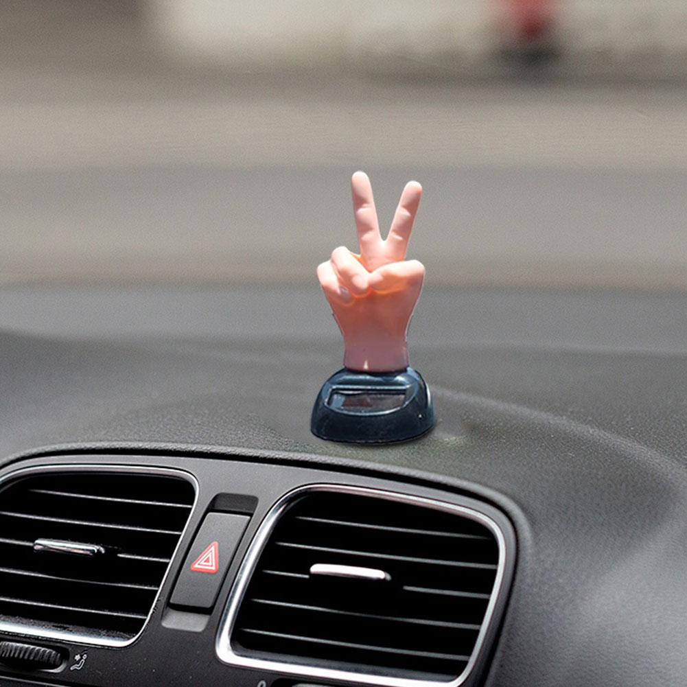 Solar Finger Dancing Car Decor - Creative Moving Hand Motion, Ornament Dashboard With Auto Nodding Toy Novelty K5X4