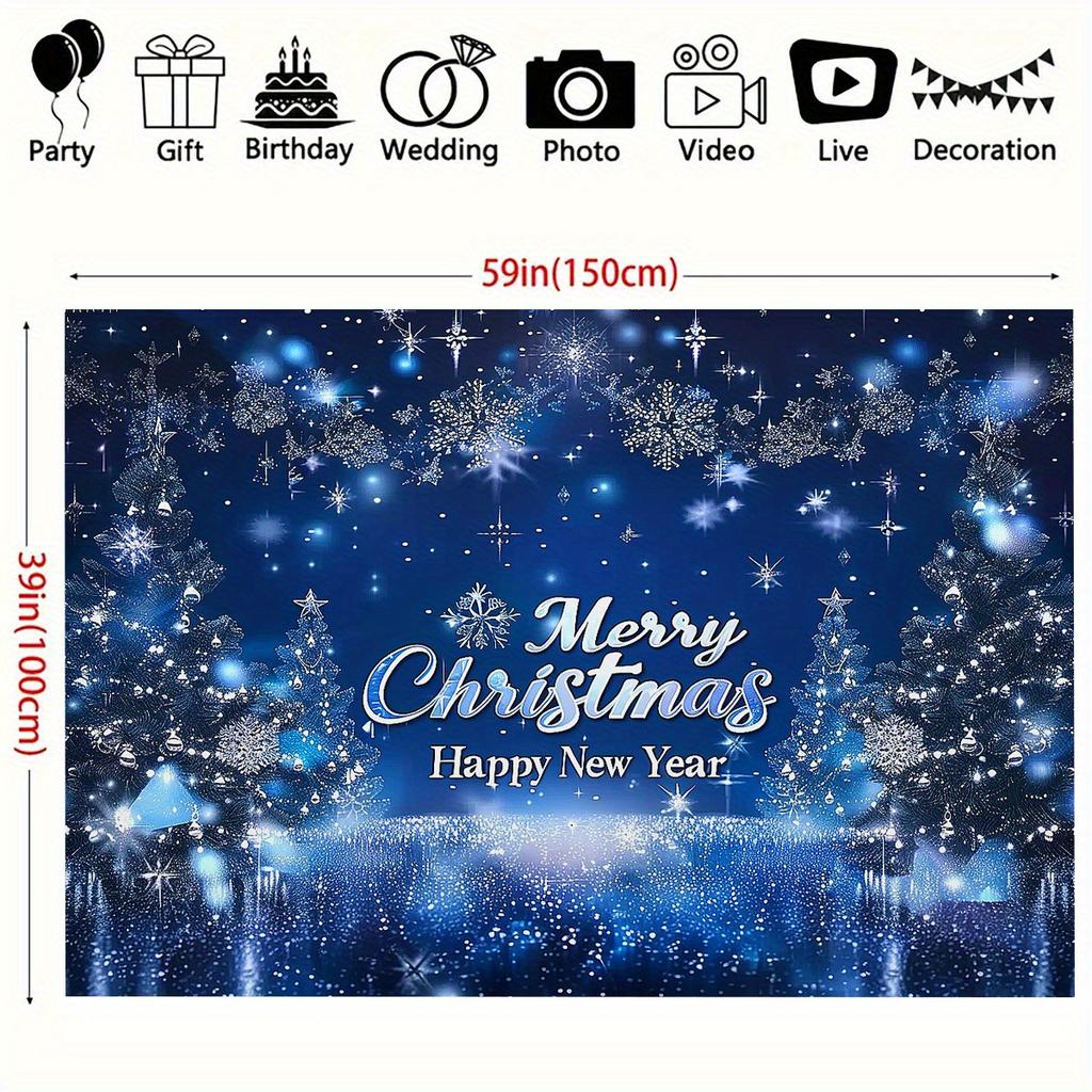 One Piece Polyester Christmas and New Year Banner No Electricity Required - Winter Wonderland Snowflake Decorative Background