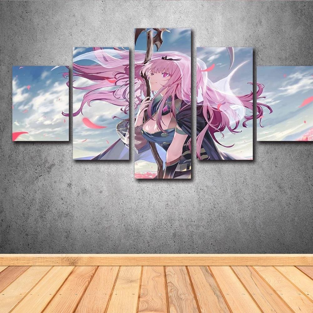 5 Pieces Anime Girl Frame Posters Hololive Mori Calliope Picture Home Decor Corridor Modular Canvas Painting Wall Art HD Prints