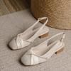 Square Toe Women Sandals Mid Heels Fashion Pumps Summer Designer Casual Woman Slippers 2025 Brand Trend Dress Zapatos De Mujer