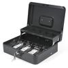 Cash Box Metal Money Box with 5 Coin Trays Cantilever Design & 4 Bill Slot with Spring Clips To Organize and 2 Keys