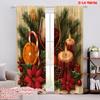 2pcs,2D Plane Printing Curtains Christmas Cozy Wine Pinecone Poinsettia (2) Polyester Easy Install (without Rod) All Seasons