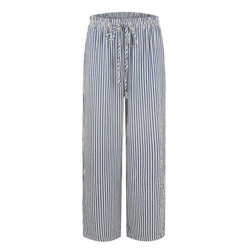 Женские модные повседневные свободные полосатые широкие брюки