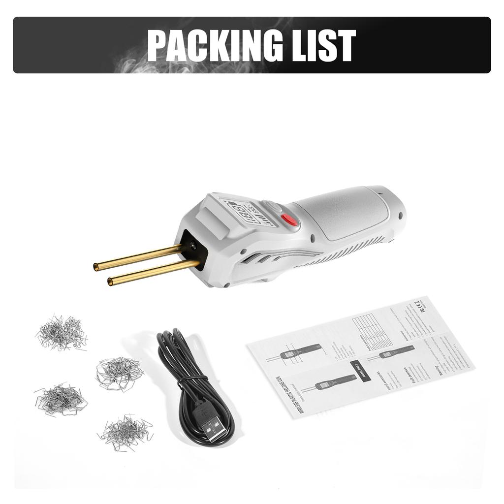 Cordless Plastic Welder, LCD Display Plastic Welding Kit with 200PCS Hot Staples, USB Rechargeable Plastic Welder Gun