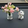 Декор приборной панели автомобиля Мини Кролик с цветком в вазе для цветов Украшения для салона автомобиля Подарок для женщин и мужчин Владельцев автомобилей