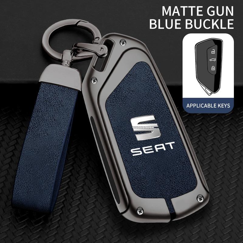 IFGU2 Alloy Leather Car Remote Key Protection Cover Shell For Seat FR Ateca IBIZA Leon Alhambra Arosa Exeo Cordobe Toledo Accessories