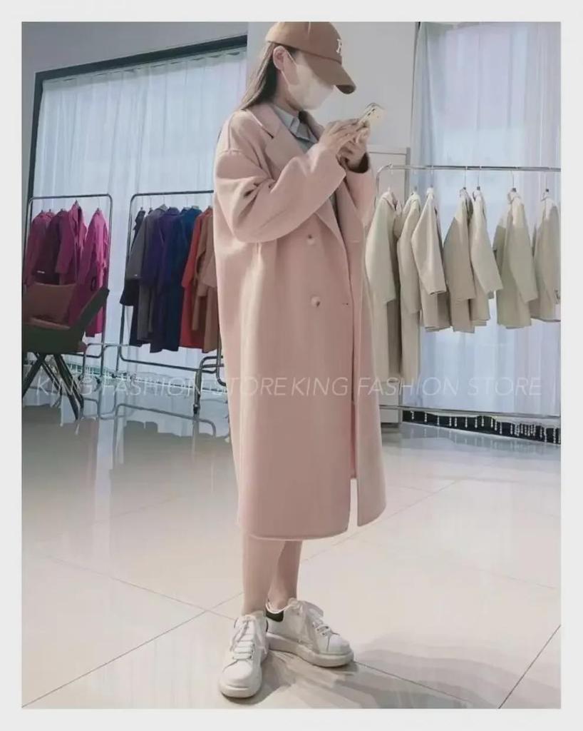 Женское шерстяное пальто средней длины осень/зима 2023 года, стиль Хепберн, свободный крой, корейская мода.