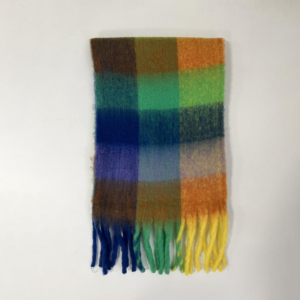 Tonglu Plaid Scarf New Imitation Cashmere Mohair Autumn and Winter Women's Warm Shawl
