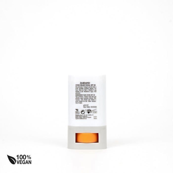Солнцезащитный стик - Babaria - SPF 50 - Водостойкий - Защита от УФ-лучей - Для лица и чувствительных зон