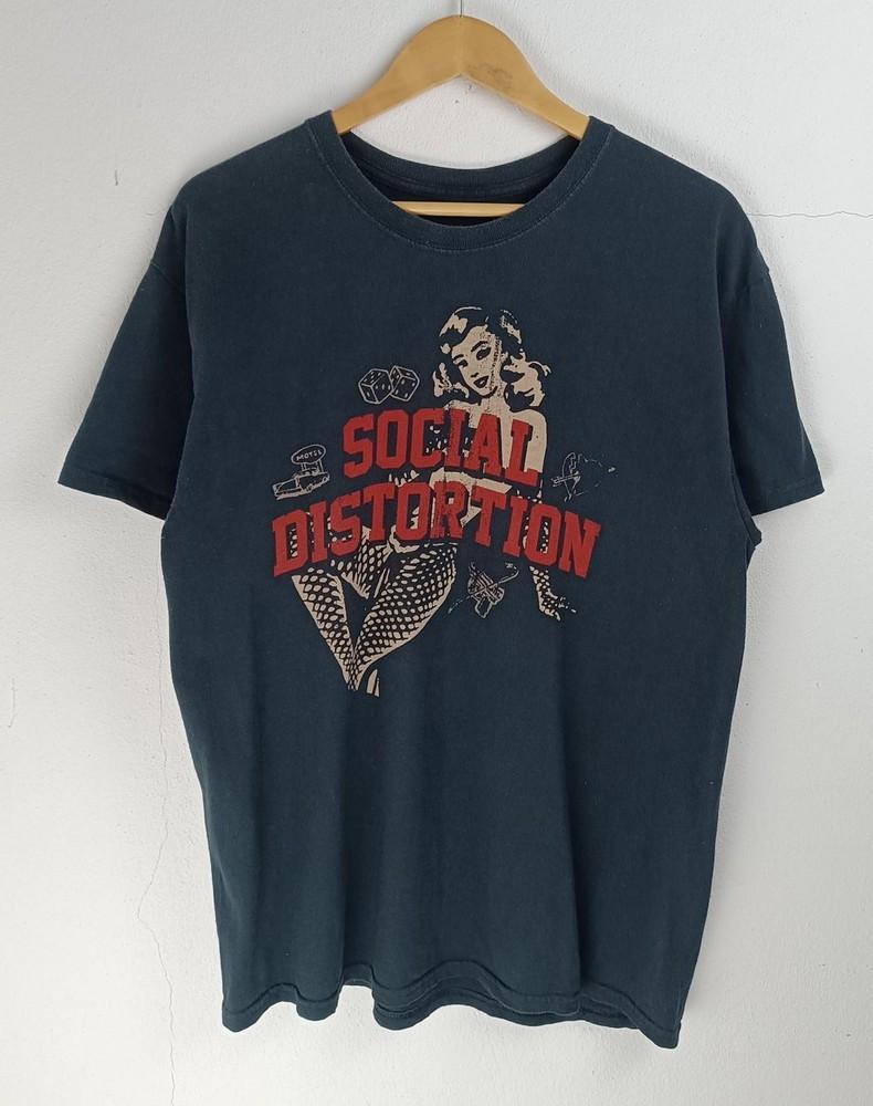 Винтаж 90-х Футболка унисекс с коротким рукавом группы Social Distortion Черная Репринт KH13314 Футболка унисекс