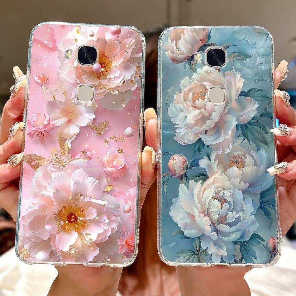 For Huawei Honor 5X GR5 2015 2016 KII-L21 L22 Elegant Floral Butterfly Phone Case For Honor5X KIW-L22 Soft Silicone TPU Cases