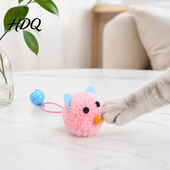 Игрушка для царапания кошек Плюшевая мышь Мяч Мягкий пушистый мячик с колокольчиком Для прорезывания зубов у котят Для домашних кошек Снятие скуки Интерактивная игра Охота