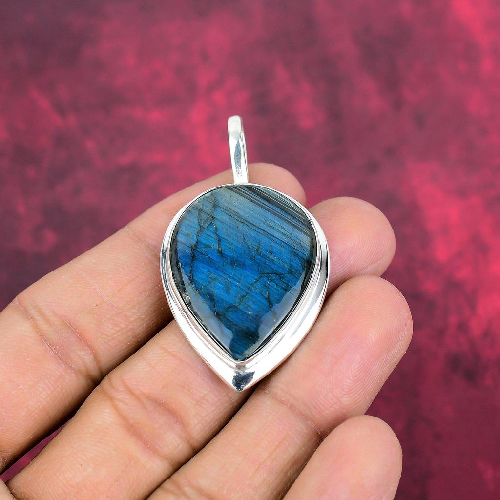 Labradorite Pendant, Handmade Gemstone 925 Sterling Silver Pendant Antique Jewelry, For Gift Silver Jewelry