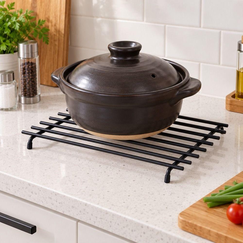 Wrought Iron Kitchen Trivet Striped Design Pot Holder Tableware Insulated Mat Hot Dish/Bowl