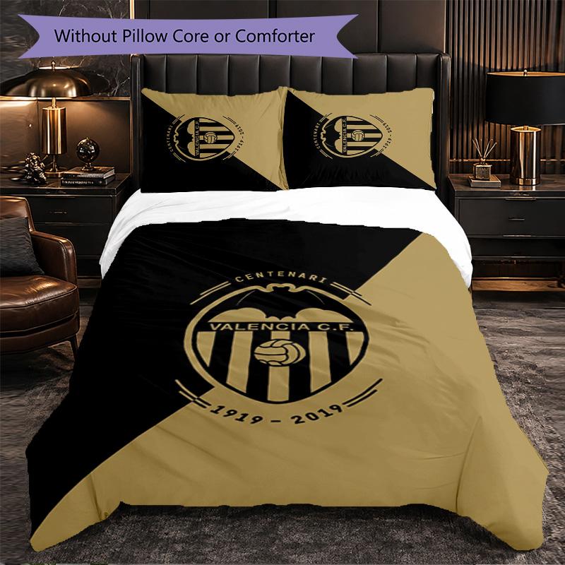 Valencia FC Themed Bedding 3Pcs Duvet Cover Set Decorative Bed Linen For Teen Room Home Decoration