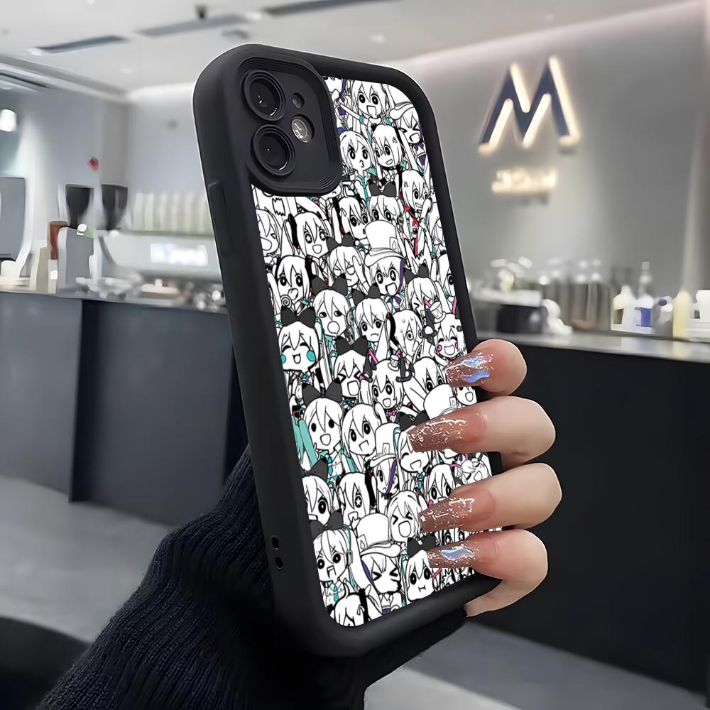 Милый Чехол Для Телефона Kawaii M-mikuES Для IPhone Air 17 Pro Max 16 E 15 14 Pro Max 13 12 11 Mini Plus Мягкий Силиконовый Черный Чехол