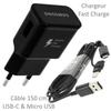 Pour Samsung Galaxy NOTE 9 : Chargeur Rapide USB Original 2A + Câble Long Noir Univ