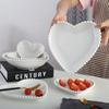 White Ceramic Heart Plate Delicate Salad Dessert Bowl Multi-Grid Snack Bowl Creative Peach Heart Cake Breakfast Plate Tableware