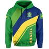 Fan Wear Themed Hooded Top, Men Brazil Geometric Art Pattern Pullover, Long Sleeve Casual Street Outfit Suited for Sports Events