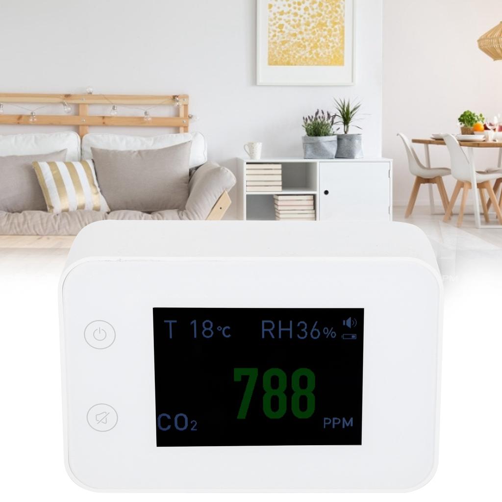 2.8in Air Quality Detector Infrared Induction Digital CO2 PM2.5 Tester USB Charging White