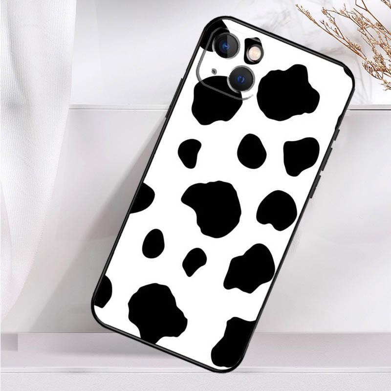 Белый Черный Коровья Шкура Ударопрочный Чехол Для iPhone 17 15 16 Pro Max 11 14 Plus 12 13 Mini 16e 17 Air Чехол Для Телефона